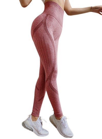 Buy Breathable High-Waist Leggings Pink in Saudi Arabia