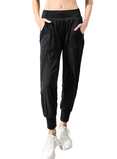 Buy Mesh Insert Sports Joggers Black in Saudi Arabia