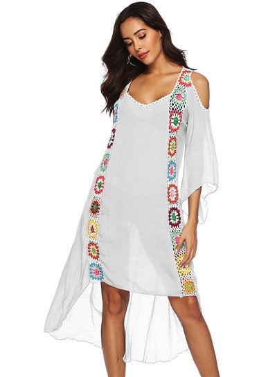 Buy Embroidered Cold Shoulder Cover Up White in Saudi Arabia