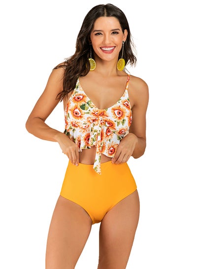 Buy Ruffle Detail Bikini Yellow in Saudi Arabia