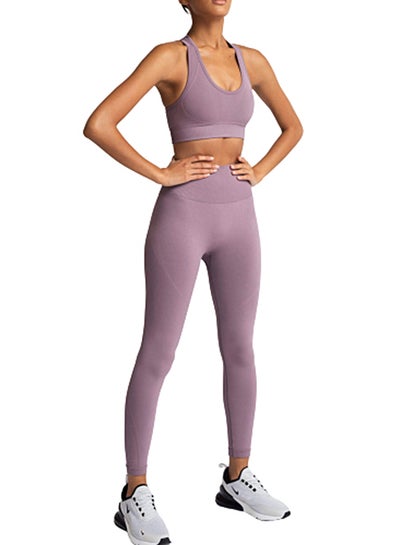 Buy Solid Sports Suit Set Purple in UAE