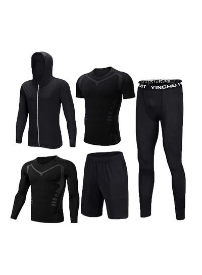 Buy 5 Piece Sportswear Set Black in Saudi Arabia