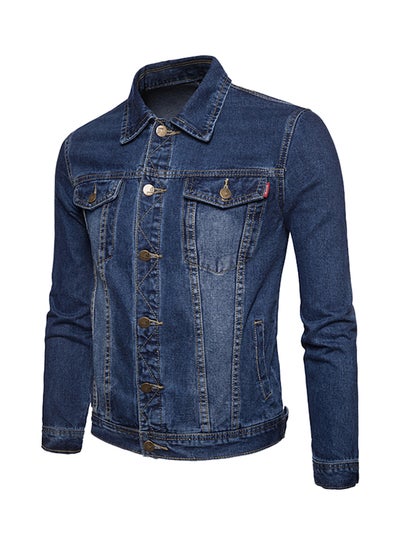 Buy Buttoned Denim Jacket Blue in UAE