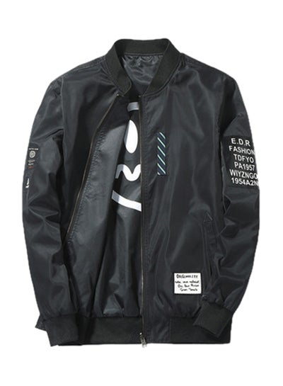 Buy Badge Bomber Jacket Black in Saudi Arabia