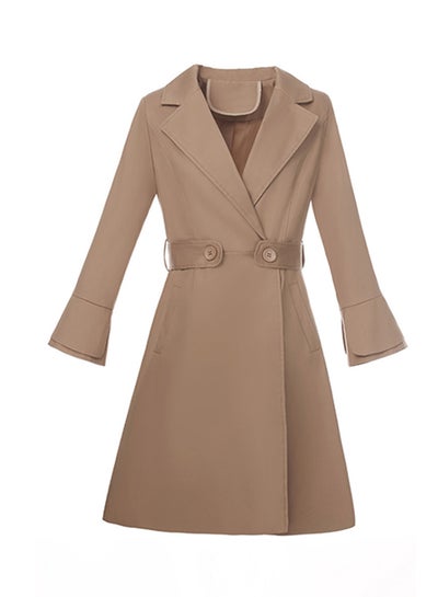 AngelSpace Womens Notch Lapel Solid-Colored Woolen Trench Coat Outwear 