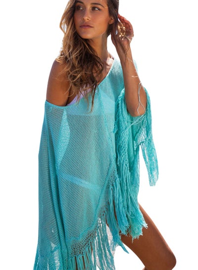 اشتري Fringe Detail Beach Cover Up أزرق في السعودية