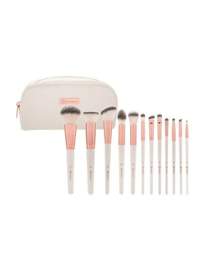 Buy 12-Piece Brush Set With Cosmetic Bag Rose Romance in Saudi Arabia