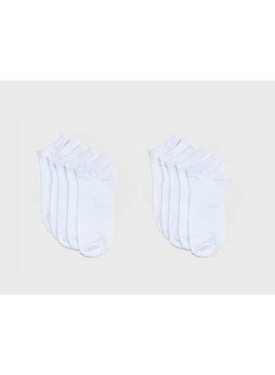 Buy Pair Of 5 Solid Ankle Length Socks White in UAE