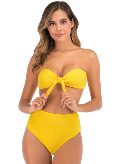 Buy Bow Tie Detail Bikini Yellow in UAE
