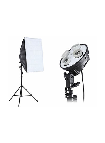 Buy 3-Piece 4 Lamp Holder With Light Stand And Soft Box Set 50x70centimeter Black/White in Egypt