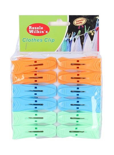 Buy Clothes Clips Premium Quality Plastic Assorted Colors Multicolor Green/Orange/Blue 19inch in Saudi Arabia