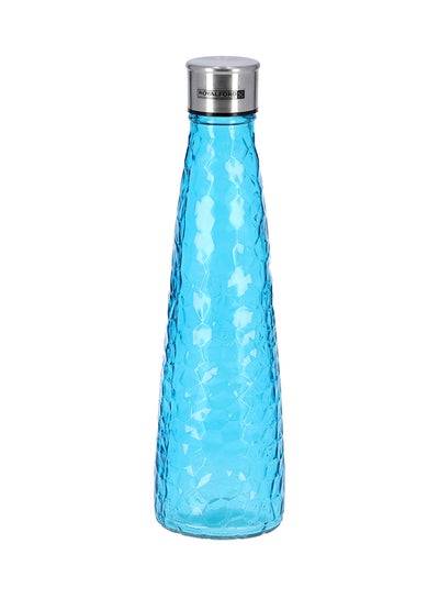 Buy Glass Water Bottle With Painting Silver/Blue 750ml in UAE