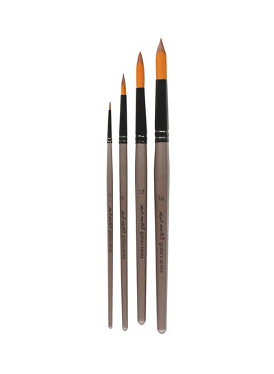 Buy 4-Piece Gallery Series Round Brush Set Black/Grey in UAE