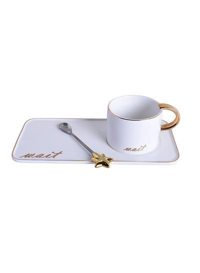 Buy Coffee Cup And Saucer Set White 24 x 12 x 0.8centimeter in UAE