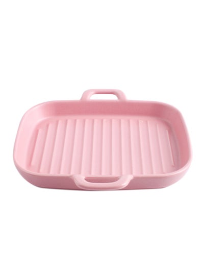 Buy Square Stripe Plate With Two Ears Pink 8inch in UAE