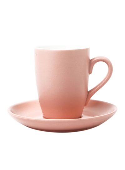Buy Ceramic Cup And Saucer Set Pink 16.2x16.2x2.5centimeter in UAE