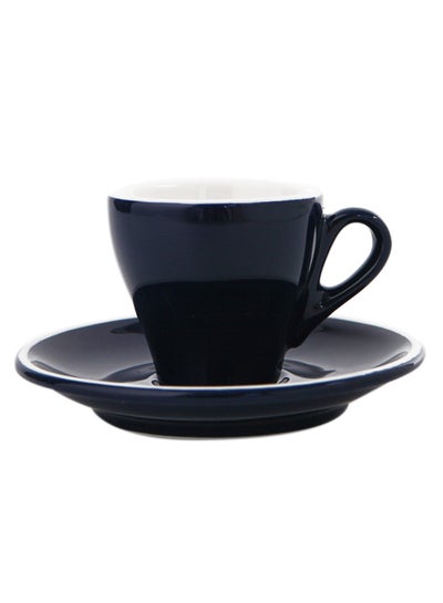 Buy Ceramic Glaze Cup And Saucer Set Blue 14x14x2.5cm in UAE