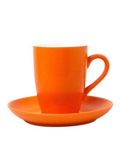 Buy Ceramic Cup And Saucer Set Orange 16.2x16.2x2.5cm in UAE