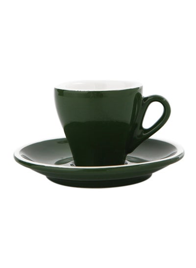 Buy Ceramic Cup And Saucer Set Green 12.5x12.5x2centimeter in UAE