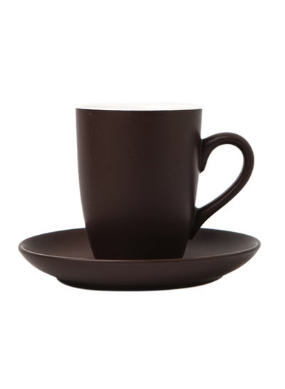 Buy Ceramic Cup And Saucer Set Brown 16.2x16.2x2.5cm in UAE