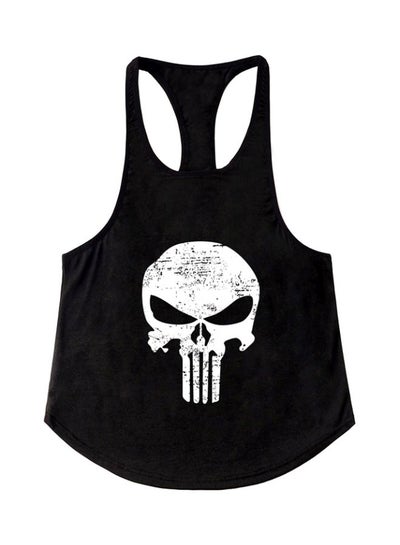 Buy The Punisher Skull Printed Y-Back Training Vest Black/White in Saudi Arabia