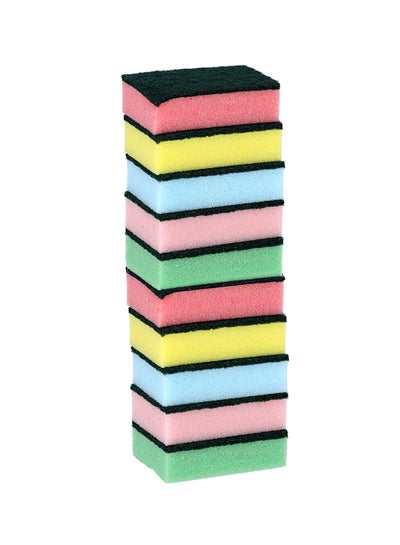 Buy 10-Piece Cleaning Sponge Yellow/Pink/Green in UAE