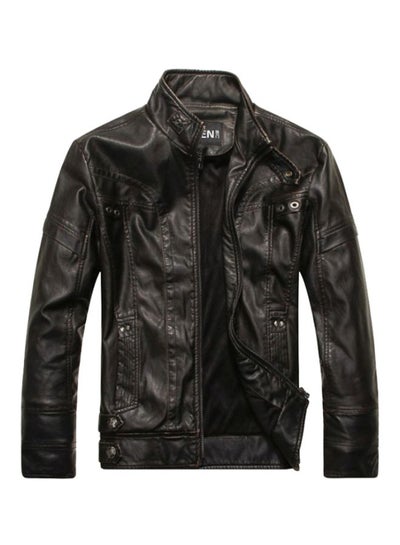 اشتري Front Zipper Detailed Jacket Black في السعودية