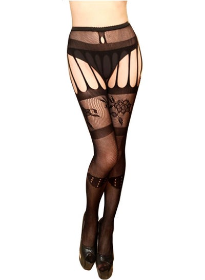 اشتري Hollow Out Lace Stockings Black في مصر