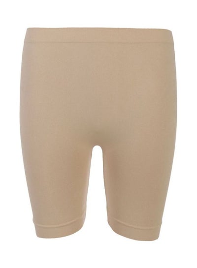 Buy Solid Mid Rise Shorts Beige in Egypt