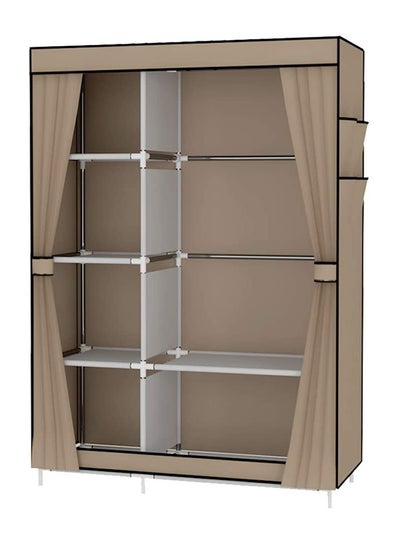 Buy Portable Fabric Canvas Wardrobe With Storage Cupboard Organiser Beige in Saudi Arabia
