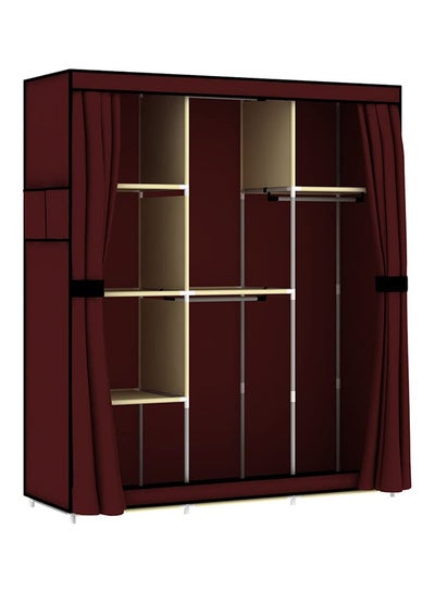 Buy Portable Fabric Canvas Wardrobe With Storage Cupboard Organiser Red in Saudi Arabia