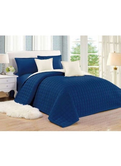 Buy 6-Piece Double Sided Comforter Set microfiber Blue King in Saudi Arabia