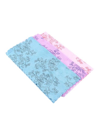 Buy 3-Piece Microfiber Kitchen Cleaning Towel Blue/Purple/Pink 30x30centimeter in Saudi Arabia