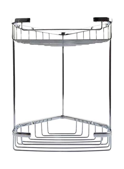 Buy Double Tier Brass Corner Storage Basket Chrome 17.5x26.5x17.5cm in Saudi Arabia