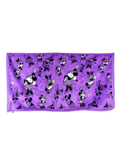 Buy Minnie Pattern Bath Towel Purple/Black 60x120cm in UAE