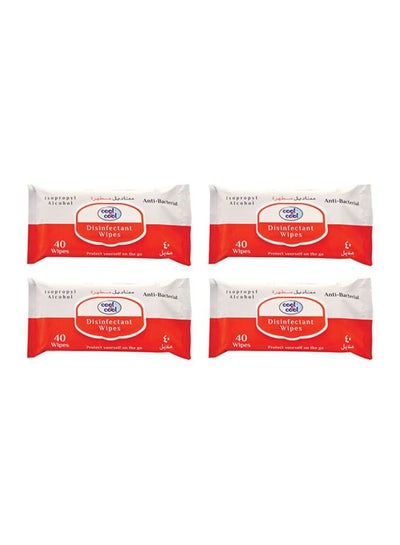 Buy Antibacterial Disinfectant Wipes 40's Pack Of 4 White in UAE