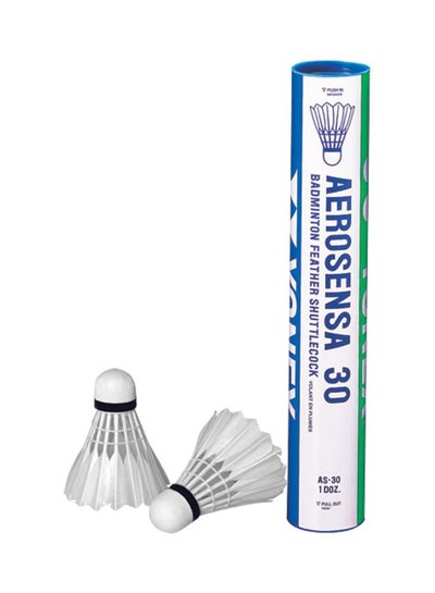 اشتري 12-Piece Aerosensa 30 Badminton Feather Shuttlecock 38.5x6.7سم في الامارات