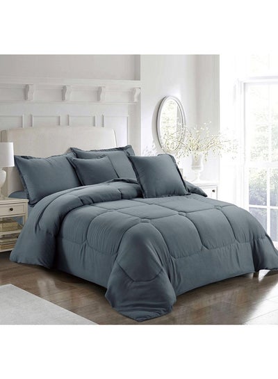 Buy 6-Piece Polyester Comforter Set Polyester Grey King in Saudi Arabia