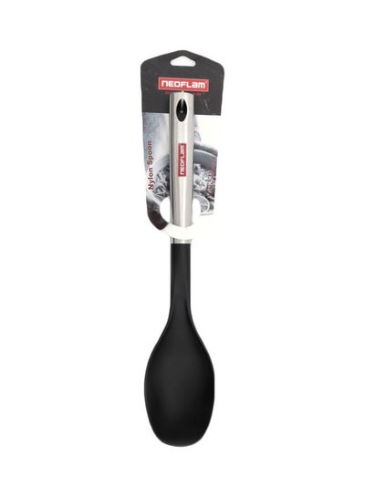 Buy Nylon Ladle With Stainless Steel Handle Black/Silver 33x7cm in Egypt