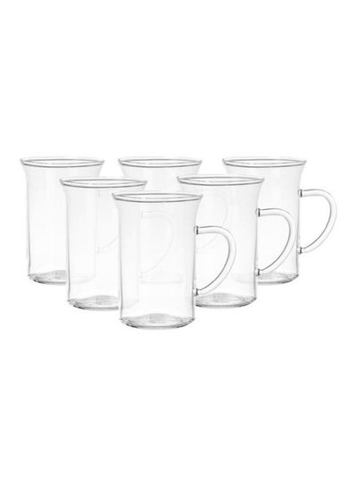 Buy 6-Piece Borosilicate Glass Mug Set Clear 6x0.25Liters in UAE