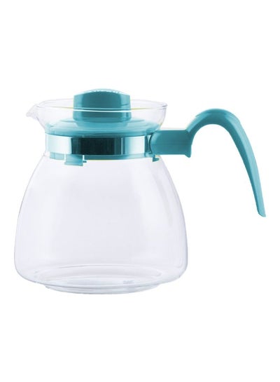 Buy Glass Cone Tea Pot Blue/Clear/Silver 2.1L in UAE