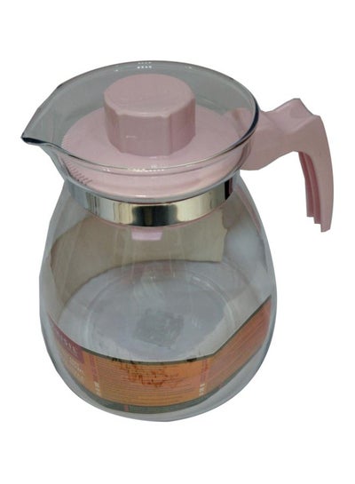 Buy Glass Cone Tea Pot Pink/Clear/Silver in UAE