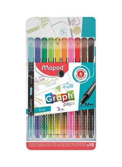 Buy Pack Of 10 Graph'Peps Felt-Tip Fineliner Pen Multicolour in Egypt