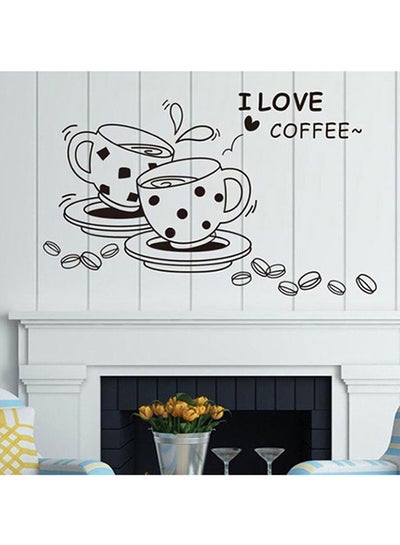 Buy 36-Piece I Love Coffee Printed Wall Decoration Sticker Set Black 40 x 42cm in Egypt