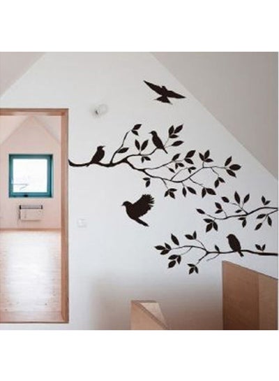 Buy 5-Piece Birds On Tree Printed Wall Decoration Sticker Set Black 50 x 70cm in Egypt