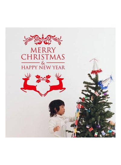 اشتري Merry Christmas Themed Wall Sticker Red 80x57cm في مصر