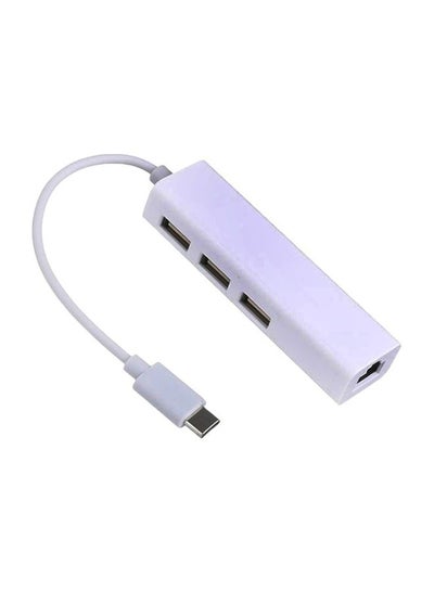 USB-C® to Ethernet Adapter with 3-Port USB Hub - White