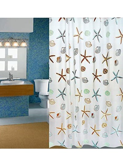 Buy Printed Polyester Shower Curtain White/Blue/Green 180*180cm in UAE