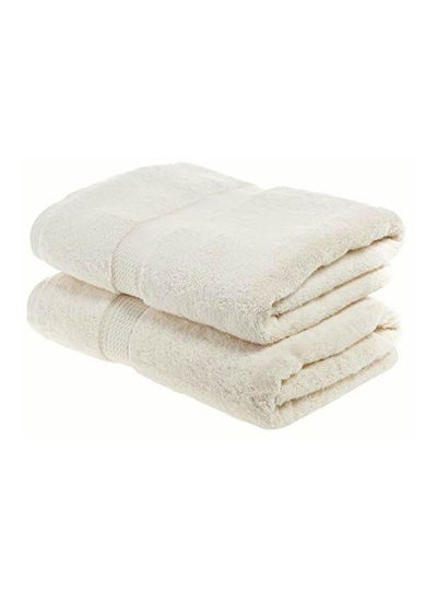 Buy 2-Piece Cotton Bath Towel Beige 180x90cm in Saudi Arabia