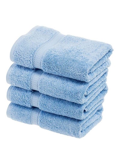 Buy 4-Piece Cotton Bath Towel Light Blue 180x90cm in Saudi Arabia